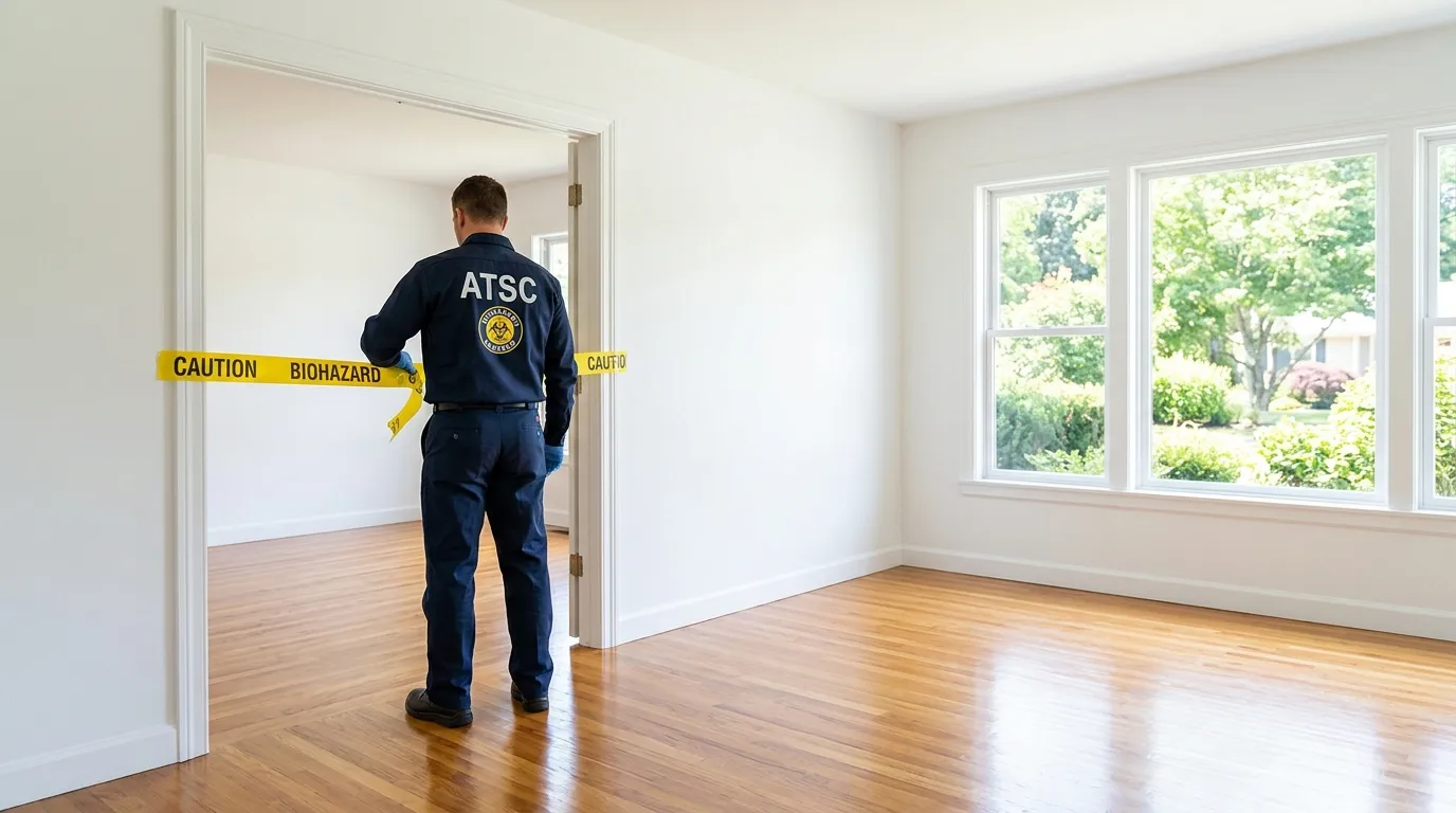 Certified biohazard cleanup crew performing Decomposition Cleanup in North Smithfield